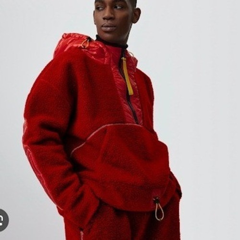 Canada Goose x Pyer Moss Red Fleece Anorak Wool Blend Unisex Half-Zip L‎ NEW